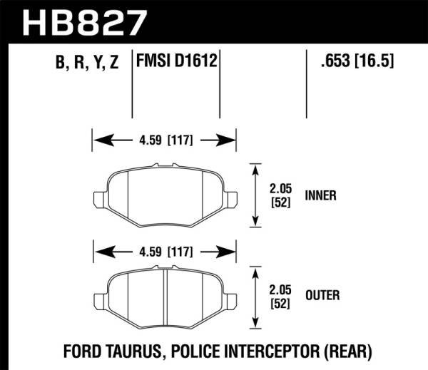 Hawk Performance - Hawk Performance kHB827B.653 Hawk 13-16 Ford Taurus SHO HPS 5.0 Rear Brake Pads