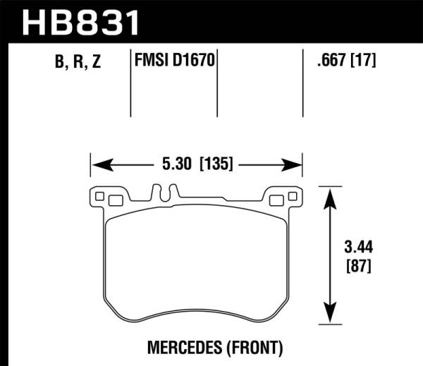 Hawk Performance - Hawk Performance kHB831B.667 Hawk 13-17 Mercedes-Benz SL550 HPS 5.0 Front Brake Pads
