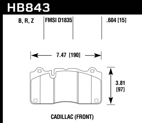 Hawk Performance - Hawk Performance kHB843B.604 Hawk 2018 Chevrolet Camaro ZL1 HPS 5.0 Front Brake Pads