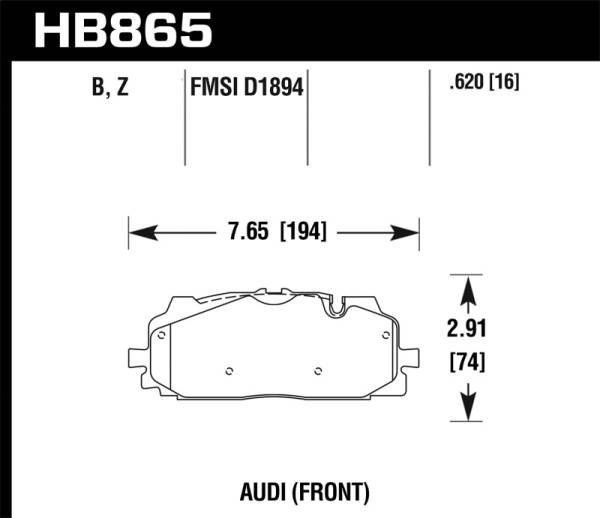 Hawk Performance - Hawk Performance kHB865Z.620 Hawk 18-19 Audi S5 Performance Ceramic Street Front Brake Pads