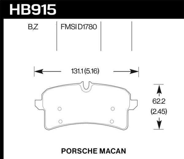 Hawk Performance - Hawk Performance kHB915Z.644 Hawk 15-18 Porsche Macan Performance Ceramic Rear Brake Pads