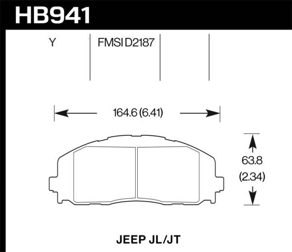 Hawk Performance - Hawk Performance kHB941Y.712 Hawk 2018 Jeep Wrangler Rubicon LTS Street Front Brake Pads
