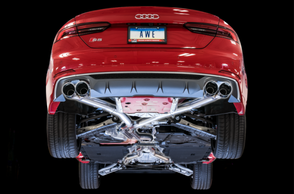 AWE Tuning - AWE Tuning 3010-42068 AWE Tuning Audi B9 S5 Sportback Track Edition Exhaust - Non-Resonated (Silver 102mm Tips)
