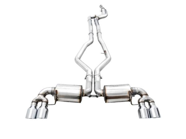 AWE Tuning - AWE Tuning 3015-42148 AWE Tuning 2019+ BMW M340i (G20) Non-Resonated Touring Edition Exhaust - Quad Chrome Silver Tips