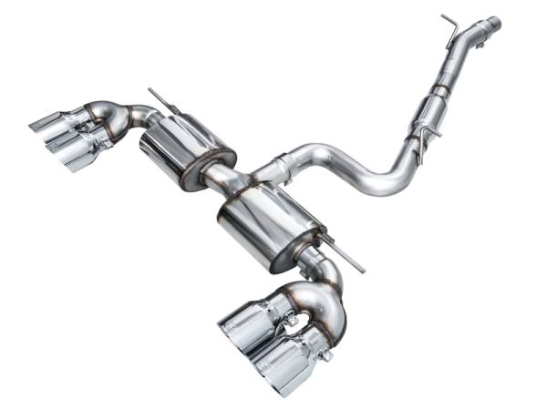 AWE Tuning - AWE Tuning 3015-42658 AWE Tuning MK8 Volkswagen Golf R 3in Touring Edition Quad Exhaust - Chrome Silver Tips