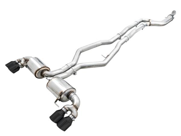 AWE Tuning - AWE Tuning 3015-43156 AWE Tuning 2019+ BMW M340i (G20) Non-Resonated Touring Edition Exhaust - Quad Diamond Black Tips