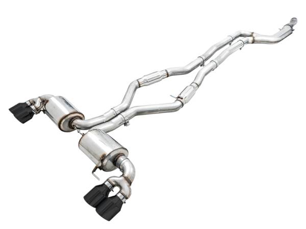AWE Tuning - AWE Tuning 3015-43158 AWE Tuning 2019+ BMW M340i (G20) Resonated Touring Edition Exhaust - Quad Diamond Black Tips