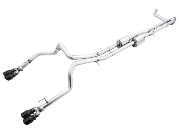AWE Tuning - AWE Tuning 3015-43284 AWE Tuning 22-23 GMC Sierra 1500 AT4X 6.2L 0FG Catback Split Dual (Flat Bumper) - Diamond Black Tips