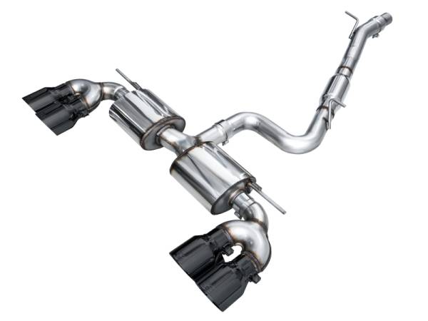 AWE Tuning - AWE Tuning 3015-43658 AWE Tuning MK8 Volkswagen Golf R 3in Touring Edition Quad Exhaust - Diamond Black Tips