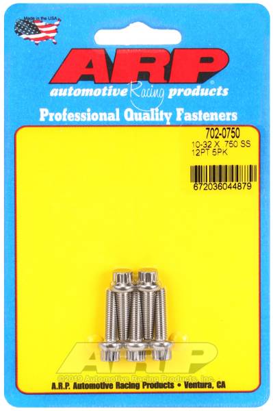 ARP - ARP 702-0750 ARP 10-32 RH Thread, 0.750 in 12 Point SS 300 Bolts - Set of 5