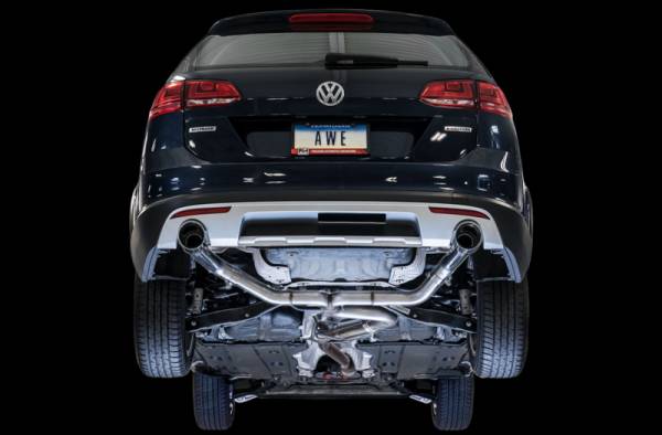 AWE Tuning - AWE Tuning 3020-32044 AWE Tuning VW MK7 Golf Alltrack/Sportwagen 4Motion Track Edition Exhaust - Polished Silver Tips