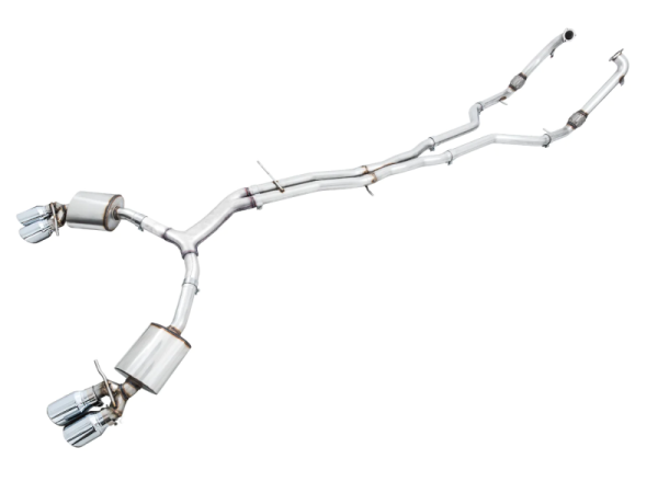 AWE Tuning - AWE Tuning 3020-42056 AWE Tuning Audi B9 S5 Sportback Touring Edition Exhaust - Non-Resonated (Silver 102mm Tips)