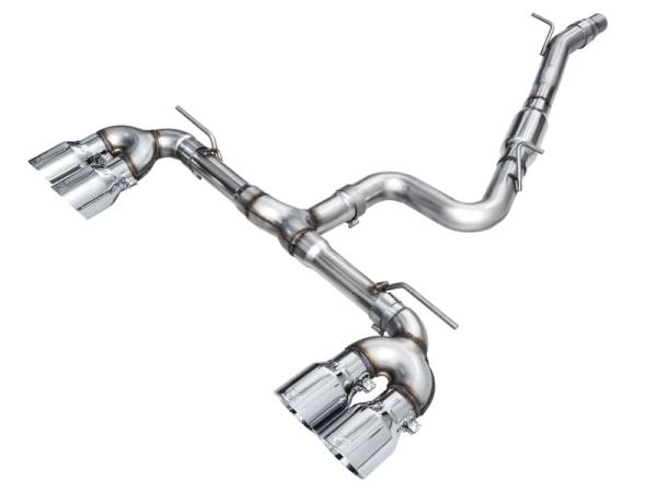 AWE Tuning - AWE Tuning 3020-42658 AWE Tuning MK8 Volkswagen Golf R 3in Track Edition Quad Exhaust - Chrome Silver Tips