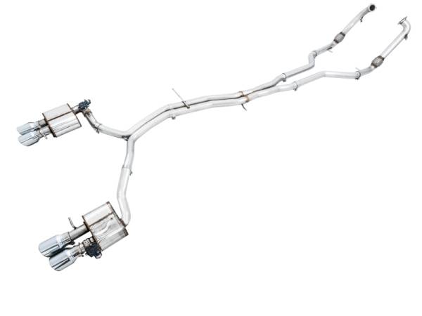 AWE Tuning - AWE Tuning 3025-42030 AWE Tuning Audi B9 S4 SwitchPath Exhaust - Non-Resonated (Silver 102mm Tips)