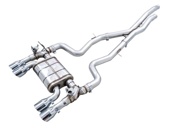 AWE Tuning - AWE Tuning 3025-42070 AWE Tuning BMW F8X M3/M4 SwitchPath Cat-Back Exhaust - Chrome Silver Tips