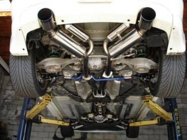 HKS - HKS 32009-BN002 HKS 03-07 G35 Dual Hi-Power Ti Tip Catback Exhaust (SUS304 NO COATING)