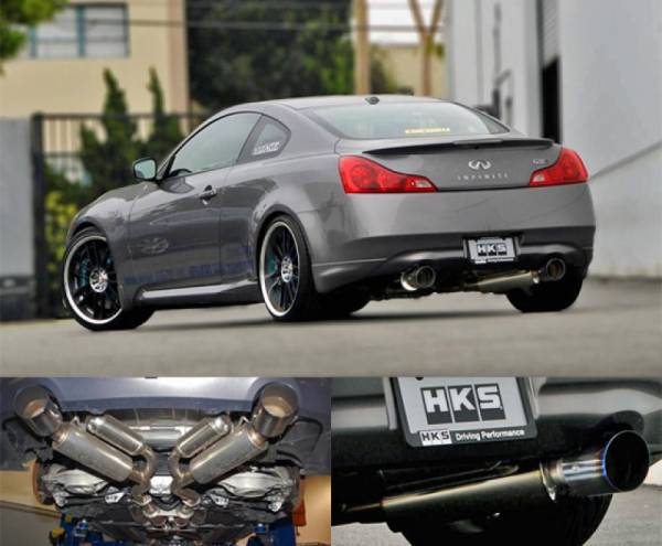 HKS - HKS 32009-BN003 HKS 08-13 Infiniti G37 Coupe Dual Hi-Power Ti Tip Catback Exhaust (SUS304 NO COATING)