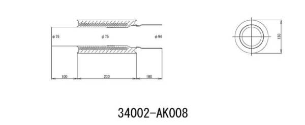 HKS - HKS 34002-AK008 HKS UNIVERSAL EX H/M SUS 130-75 (MOQ: 8pcs)
