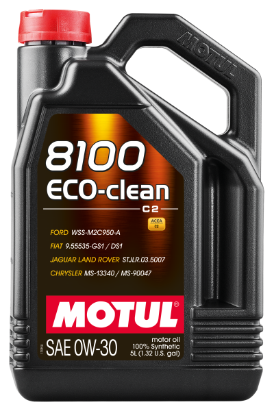 Motul - Motul 102889 Motul 5L Synthetic Engine Oil 8100 0W30 4x5L ECO-CLEAN  ACEA C2 API SM ST.JLR 03.5007