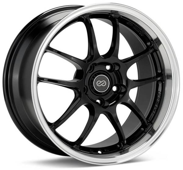 Enkei - Enkei 460-780-6550BKM Enkei PF01SS 17x8 5x114.3 50mm Offset 75mm Bore Diameter Gloss Black w/ Machined Lip