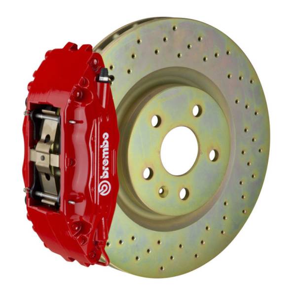 Brembo - Brembo 1B4.8001A2 Brembo 05-14 Mustang GT Excl non-ABS Equipped Fr GT BBK 4Pist Cast 2pc 355x32 1pc Rtr Drill-Red