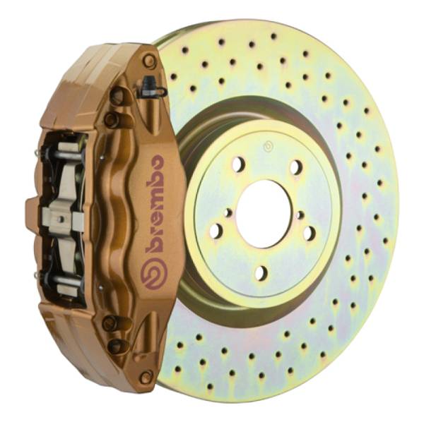 Brembo - Brembo 1E4.6003A4 Brembo 15-21 WRX (VA) Front GT BBK 4 Piston Cast 2pc 326 x30 1pc Rotor Drilled - Gold