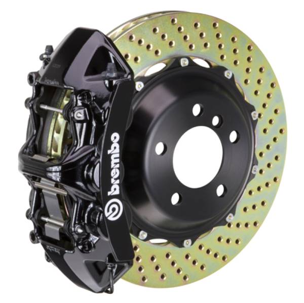 Brembo - Brembo 1H1.8004A1 Brembo 05-10 Jetta GLI Front GT BBK 4 Piston Cast 2pc 355x32 2pc Rotor Drilled-Black