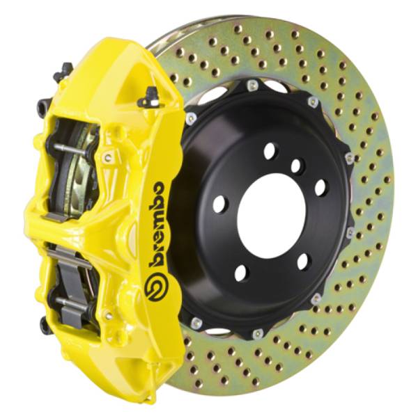 Brembo - Brembo 1M1.8025A5 Brembo 99-07 Lancer Evo VI/VII/VIII/IX Front GT BBK 6 Piston Cast 355x32 2pc Rotor Drilled- Yellow