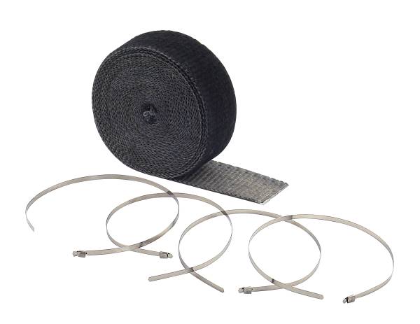 ACCEL - BDDP 2002BK Black 2 in x 25 ft Roll - With (4) 14 in Stainless Steel Tie Straps; Exhaust Wrap Kit