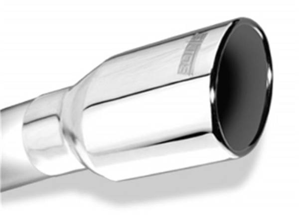 Borla - Borla 20154 Borla Universal Polished Tip Single Round Rolled Angle-Cut w/Clamp