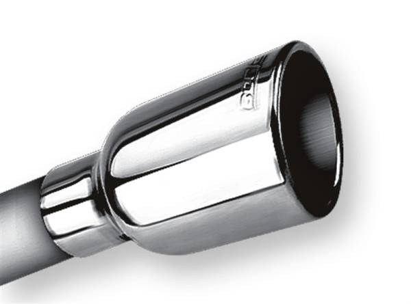 Borla - Borla 20236 Borla 2.25in Inlet 3.19in Round Rolled Angle Cut Outlet x 5in Long Embossed Tip