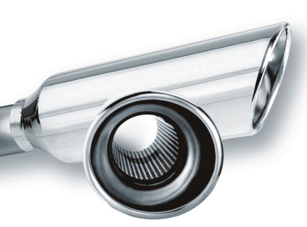 Borla - Borla 20248 Borla 2.25in Inlet 4in Round Rolled Angle Cut Resonated x 13in Long Exhaust Tip
