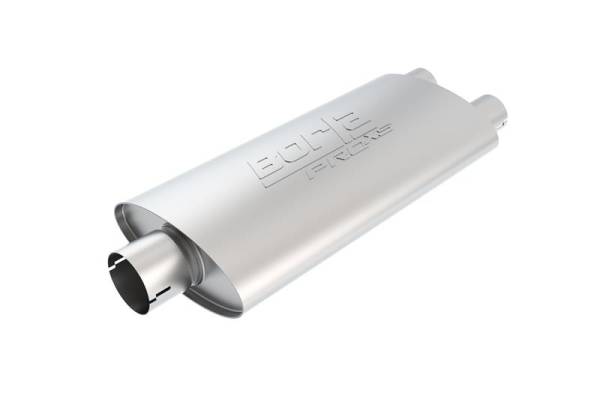 Borla - Borla 400485 Borla Universal Center/Dual Oval 2.5in In/Dual 2.5in Out 19in x 4in x 9.5in Notched PRO-XS Muffler