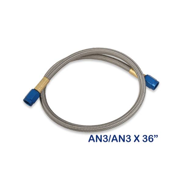 NOS - BHHV 15070NOS NOS Stainless Steel Braided Hose -3AN 3-foot Blue