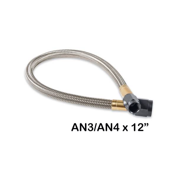 NOS - BHHV 15340BNOS NOS Stainless Steel Braided Hose with Black Fittings -4AN to -3AN, 1-Foot Length