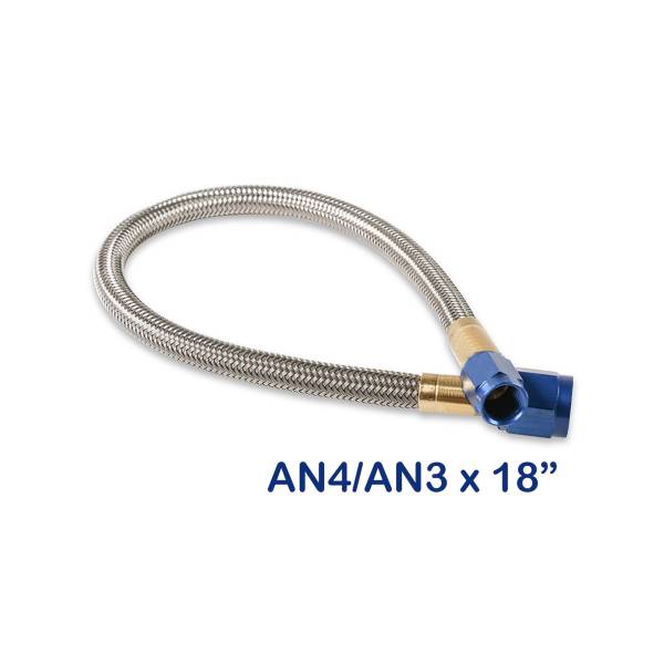 NOS - BHHV 15345NOS NOS Stainless Steel Braided Hose -4AN to -3AN 18" Blue