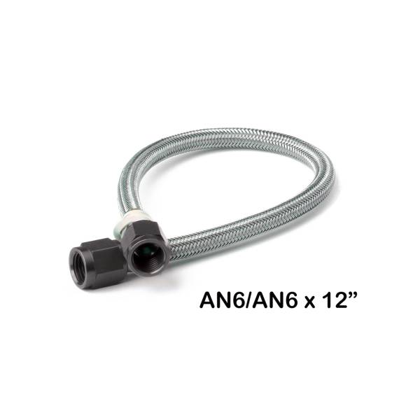 NOS - BHHV 15400BNOS NOS Stainless Steel Braided Hose with Black Fittings -6AN, 1-Foot Length