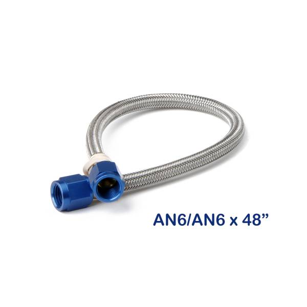NOS - BHHV 15420NOS NOS Stainless Steel Braided Hose -6AN 4-foot Blue