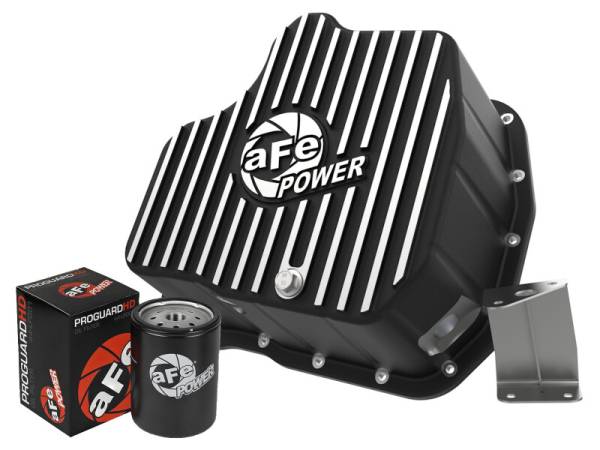 aFe - aFe 46-71070B aFe POWER GM Diesel Trucks 01-10 V8-6.6L (td) Pro Series Engine Oil Pan Black w/ Machined Fins