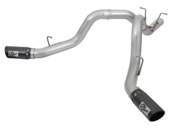 aFe - aFe 49-04086-B aFe ATLAS 4in DPF-Back Alum Steel Exhaust System w/Dual Exit Black Tip 2017 GM Duramax 6.6L (td)