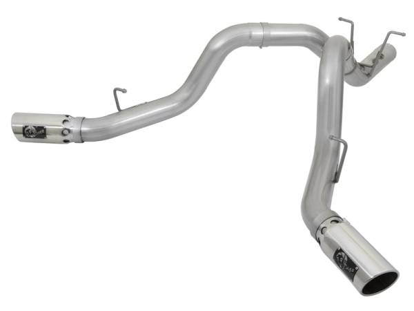 aFe - aFe 49-04086-P aFe ATLAS 4in DPF-Back Alum Steel Exhaust System w/Dual Exit Polished Tip 2017 GM Duramax 6.6L (td)