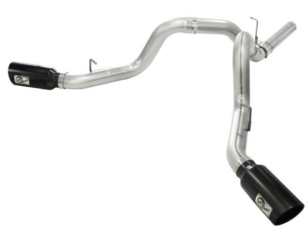 aFe - aFe 49-44043-B aFe MachForce XP Exhaust 4inch DP-Back All SS 2011-14 GM Diesel Trucks V8-6.6L LML Black Tips