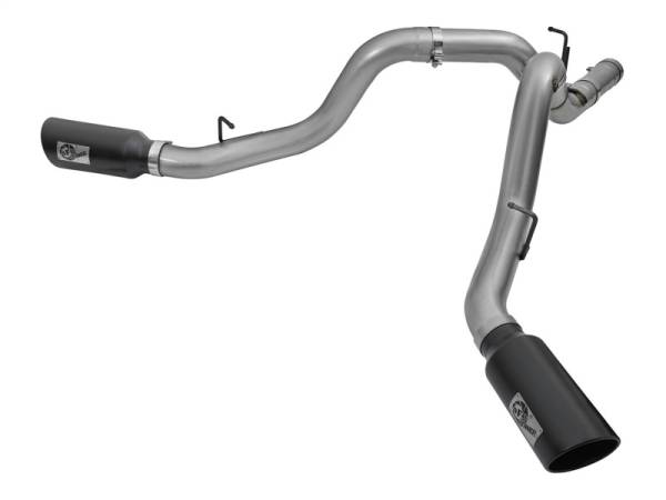 aFe - aFe 49-44080-B aFe LARGE Bore HD 4in Dual DPF-Back SS Exhaust w/Black Tip 16-17 GM Diesel Truck V8-6.6L (td) LML