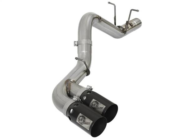 aFe - aFe 49-44089-B aFe Victory Series 4in 409-SS DPF-Back Exhaust w/ Dual Black Tips 2017 GM Duramax V8-6.6L(td) L5P