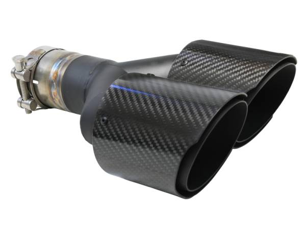 aFe - aFe 49T25480-C121 aFe Takeda 2.5in 304 Stainless Steel Clamp-on Exhaust Tip Passenger Side 2.5in Inlet 4inDual-Carbon