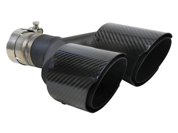 aFe - aFe 49T25480-C122 aFe Takeda 2.5in 304 Stainless Steel Clamp-on Exhaust Tip Driver side 2.5in Inlet 4in Dual-Carbon