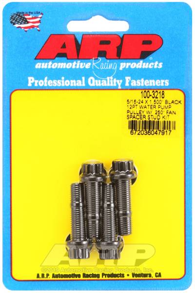 ARP - ARP 100-3218 ARP 5/16-24 X 1.500 black 12pt water pump pulley w/ .250in fan spacer stud kit