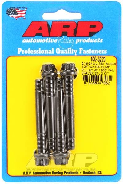 ARP - ARP 100-3223 ARP 5/16-24 X 2.750 black 12pt water pump pulley w/ 1.500in fan spacer stud kit