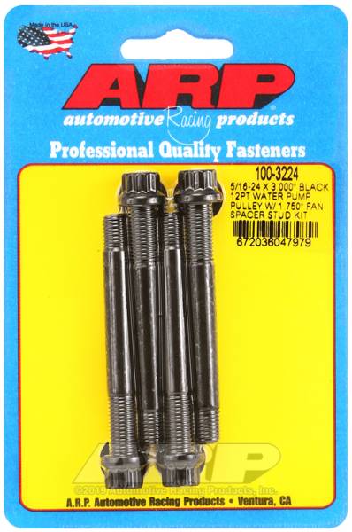 ARP - ARP 100-3224 ARP 5/16-24 X 3.000 black 12pt water pump pulley w/ 1.750in fan spacer stud kit