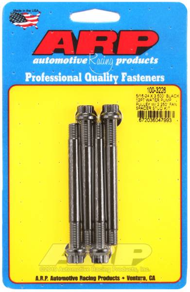 ARP - ARP 100-3226 ARP 5/16-24 X 3.500 black 12pt water pump pulley w/ 2.250in fan spacer stud kit